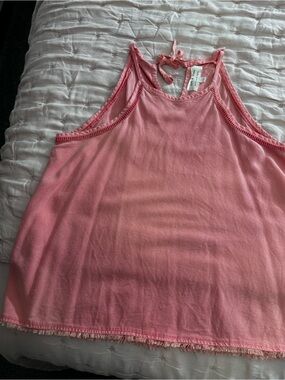 cloth & stone Pink Tie-Back Crochet Trim Tank